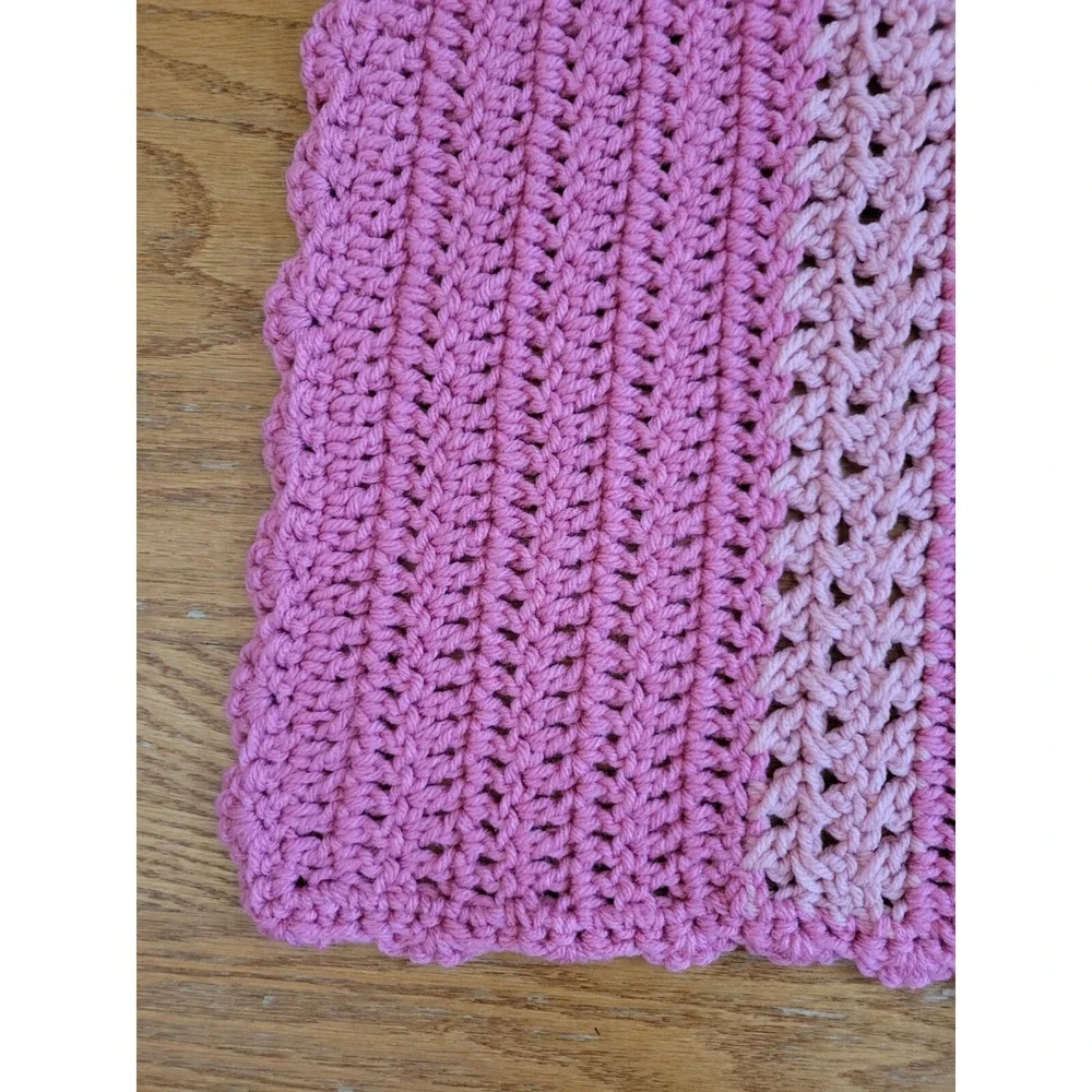 EUC handmade CROCHET Afghan Blanket Throw GIFT PINK